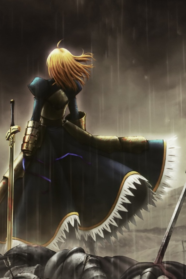 Девушка на поле боя в аниме Fate-Zero