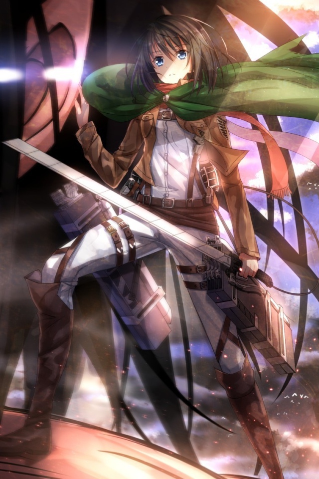 Девушка с катаной в аниме Shingeki no Kyojin