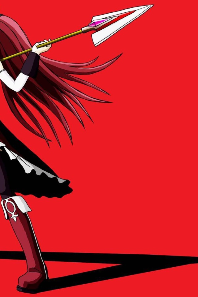 Девушка с копьем на красном фоне, Девочка-волшебница Мадока