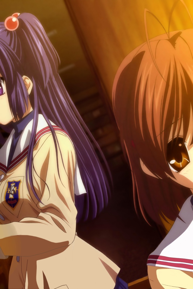 Девушки в библиотеке в аниме Кланнад