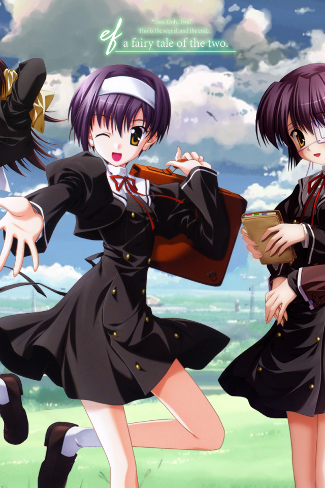 Девочки школьницы из аниме Эф - история воспоминаний