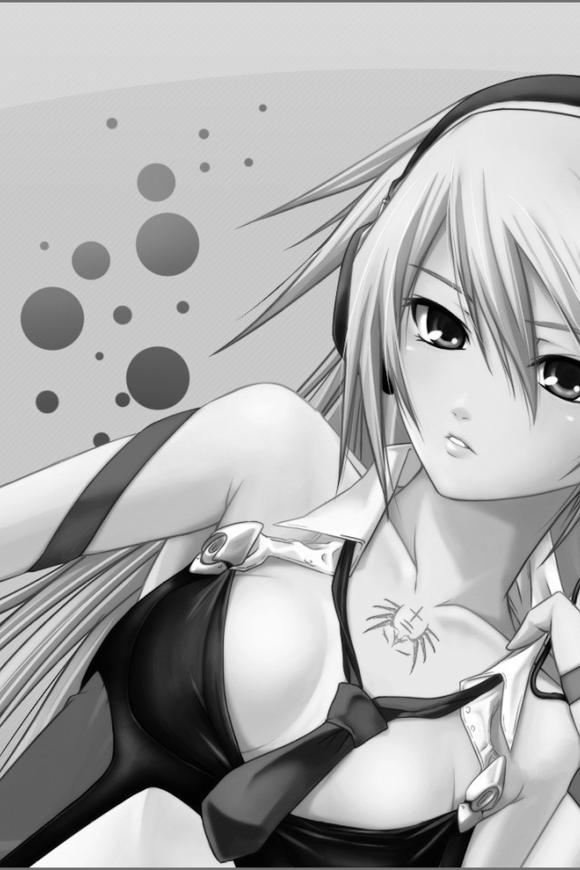 Серый рисунок девушки аниме