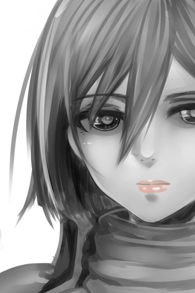 Серый рисунок девушки аниме Атака Титанов