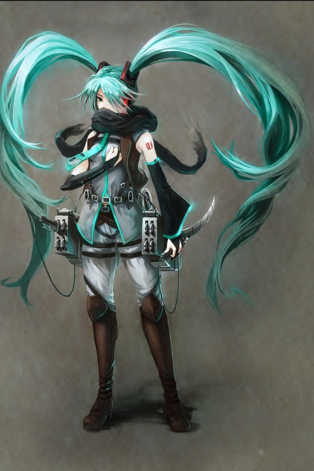 Зеленоволосая девушка из аниме Атака Титанов