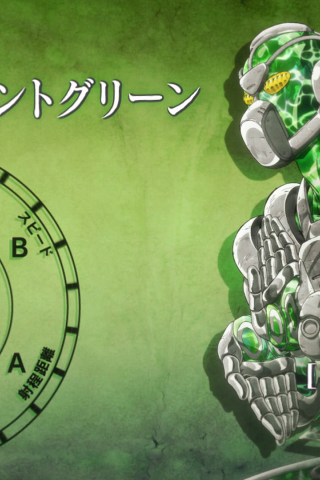 Зеленый персонаж аниме Приключения Джоджо