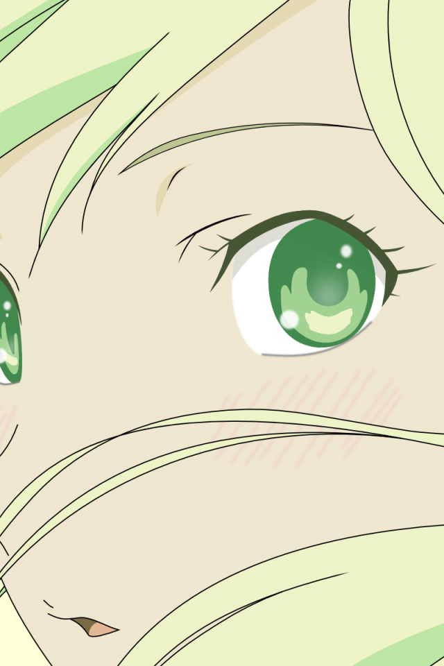 Зеленый рисунок девушки аниме