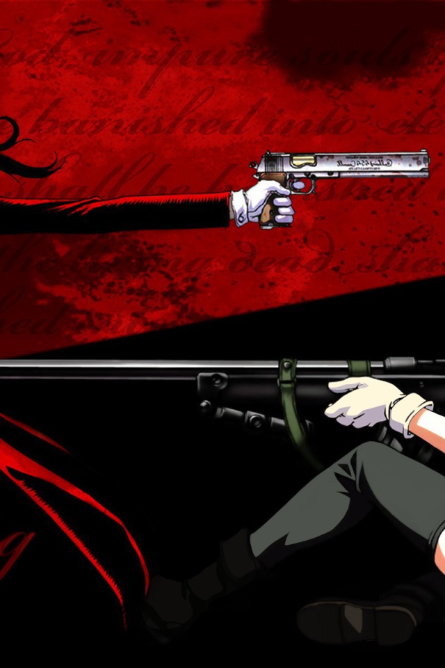 Персонажи аниме Hellsing с оружием