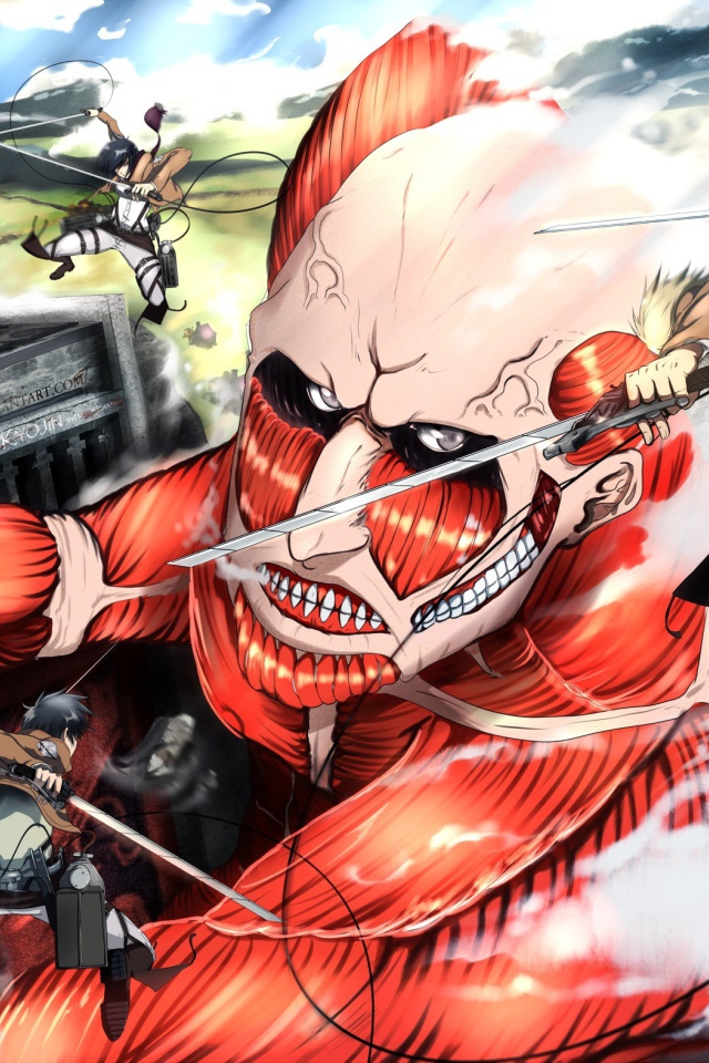 Огромный монстр из аниме Атака Титанов