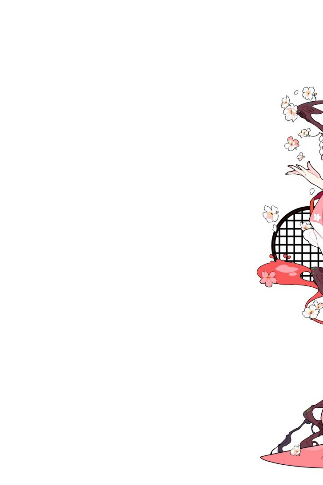 Девушка в японском наряде, аниме Saigyouji Yuyuko