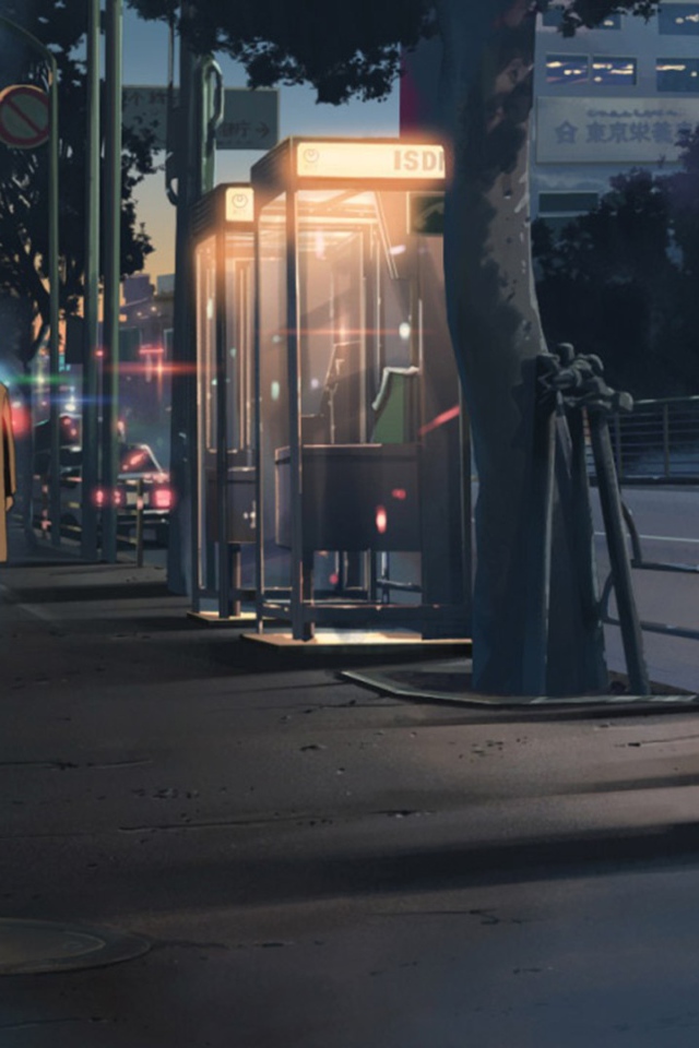 Одинокая девушка на улице в аниме Пять сантиметров в секунду