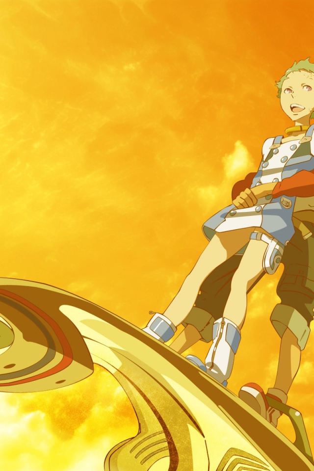 Парень и девушка среди огня, аниме Эврика