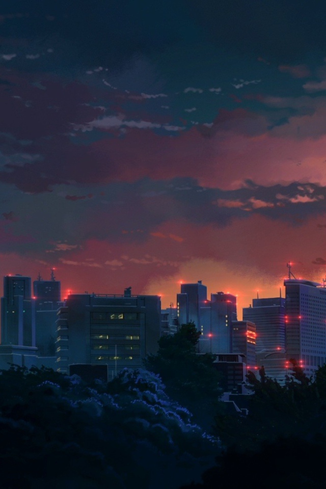 Ночной город в аниме Сад изящных слов