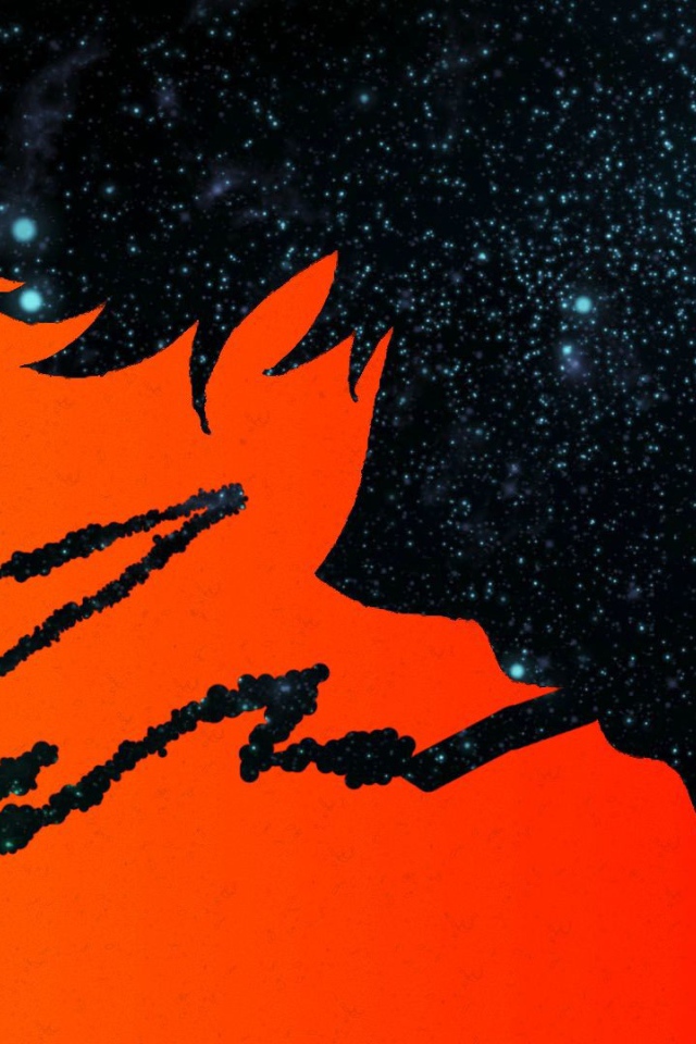 Оранжево черный постер аниме Ковбой Бибоп