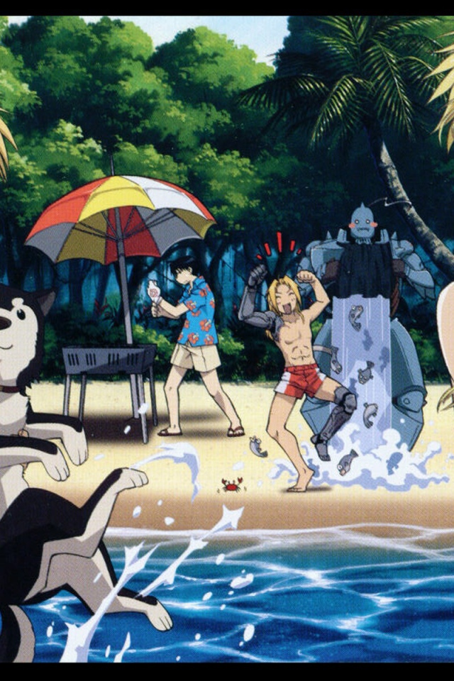 Отдых у бассейна в аниме Стальной алхимик