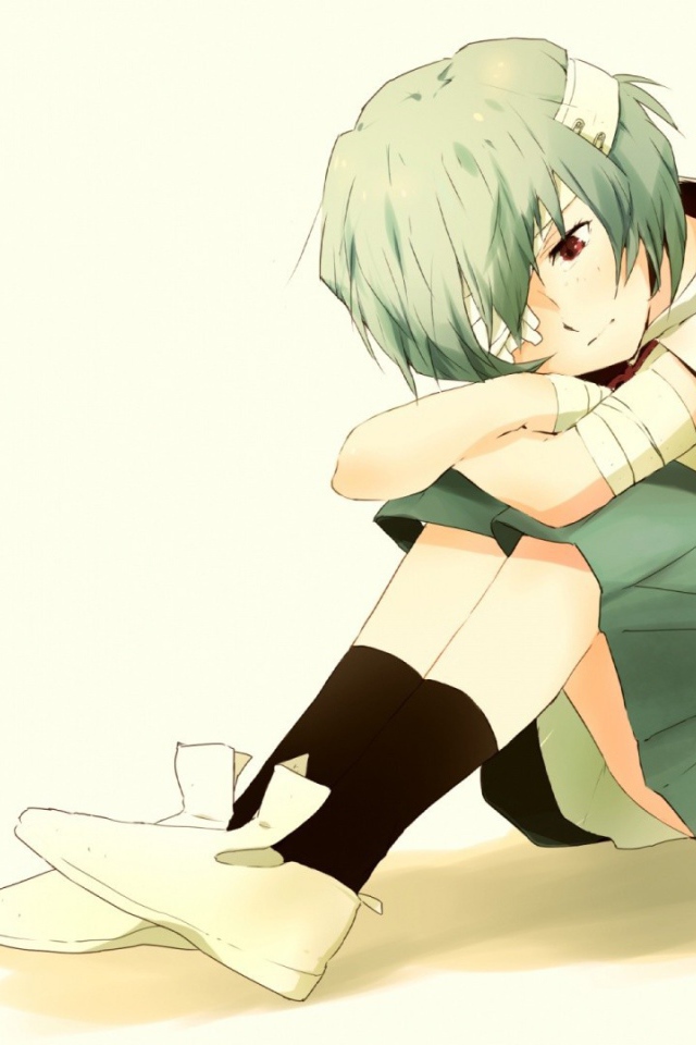 Грустная Анаями из аниме сидит на полу