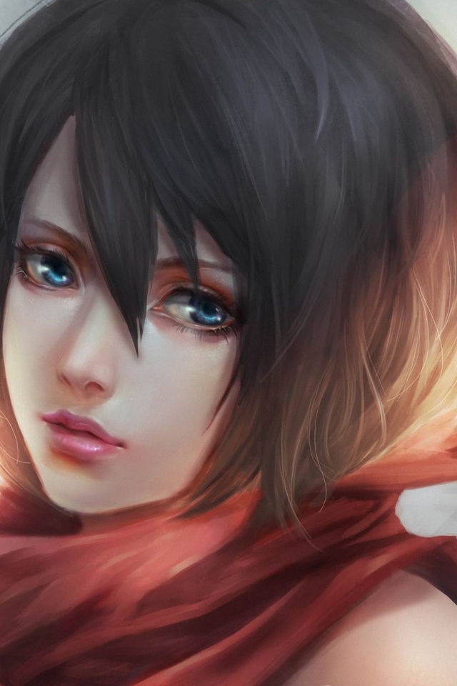 Грустная девушка аниме Атака Титанов