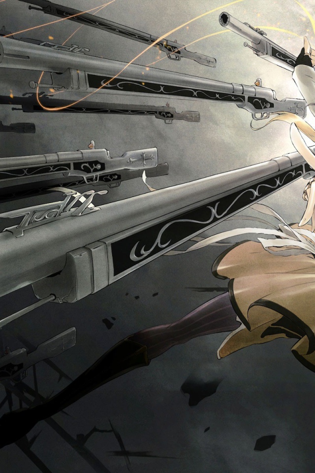 Набор оружия у девушки из аниме Девочка-волшебница Мадока