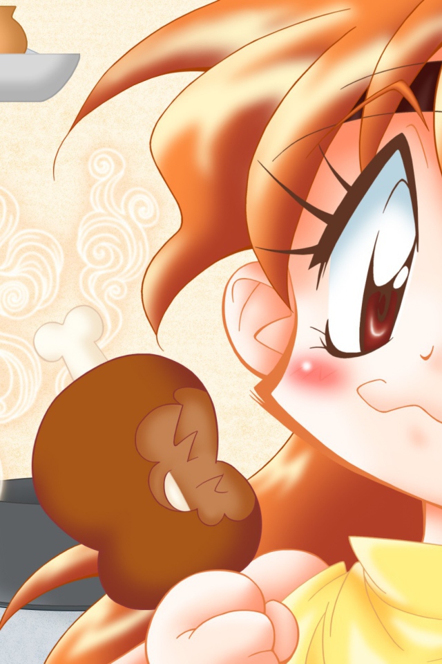 Девушка аниме Рубаки кушает мороженое