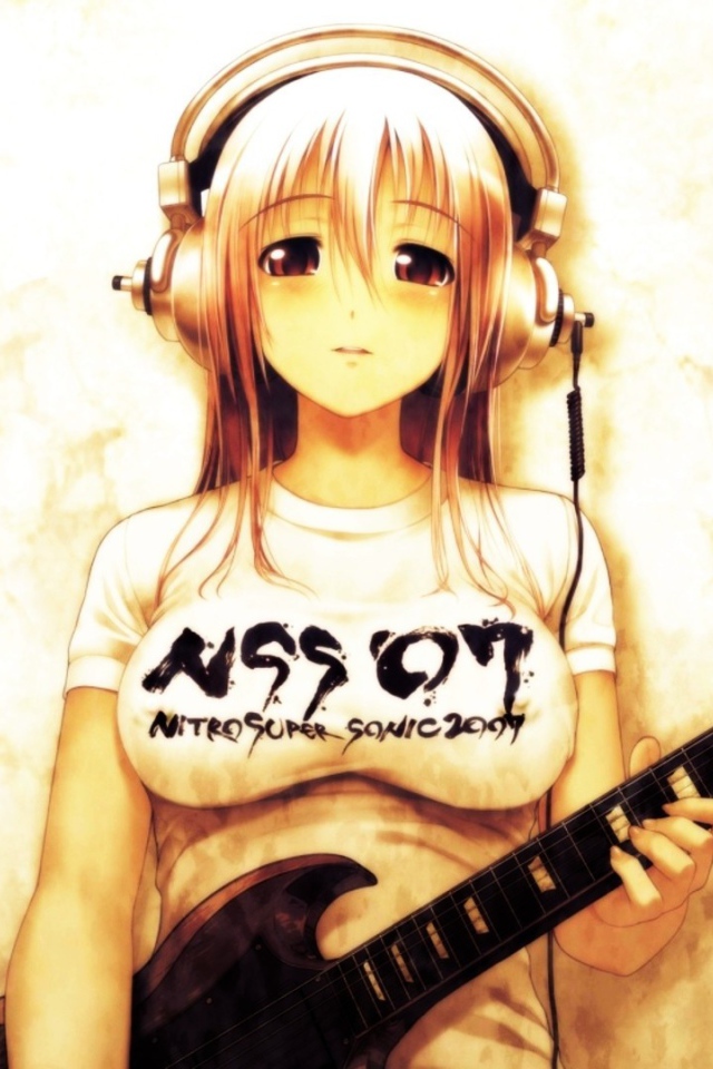 Супер Соника, аниме девушка с гитарой