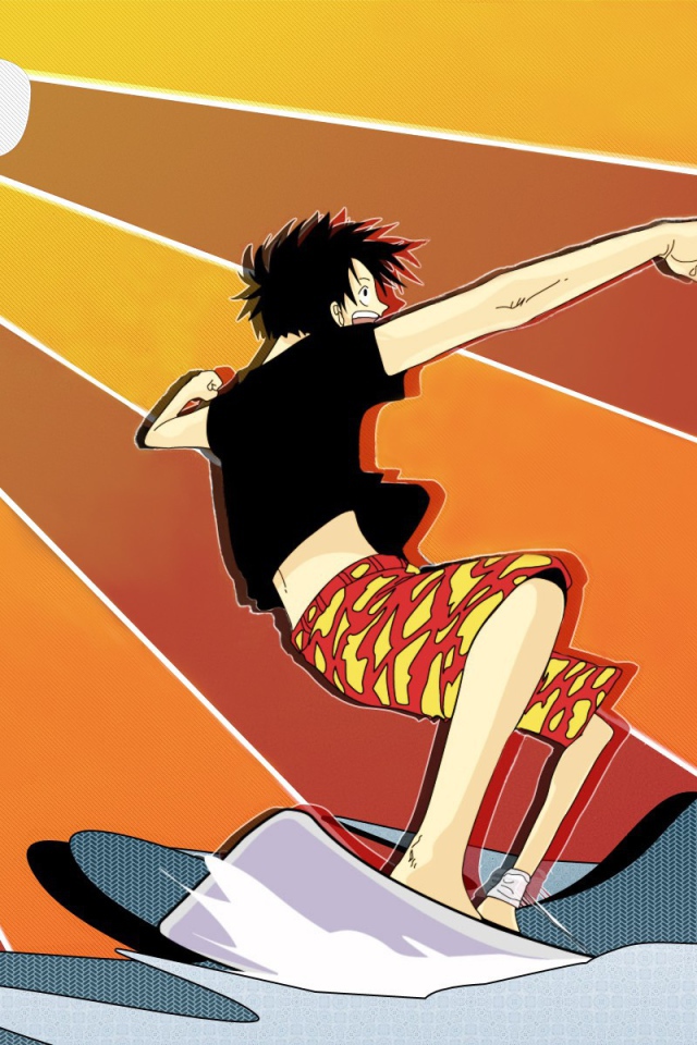 Серфер на фоне солнца в аниме Большой куш