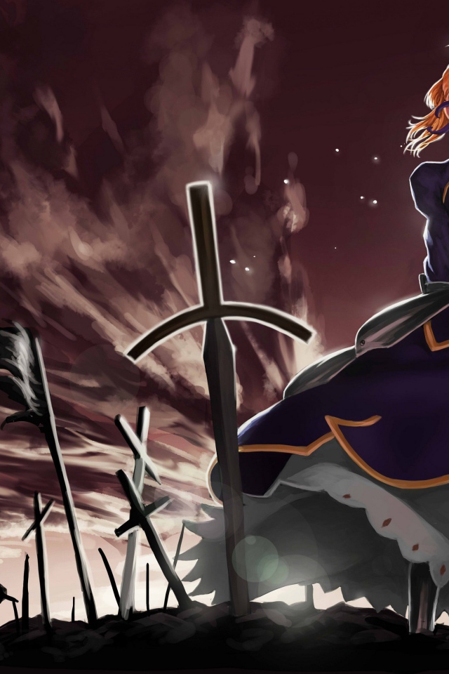 Мечи погибших воинов на поле битвы, аниме