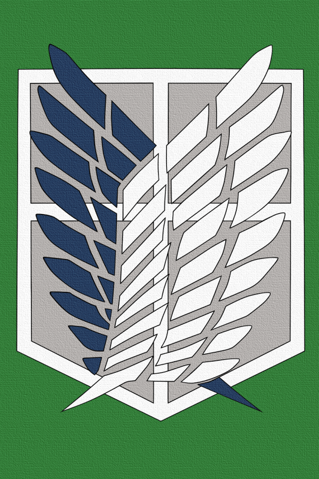 Символ аниме Атака Титанов на зеленом фоне