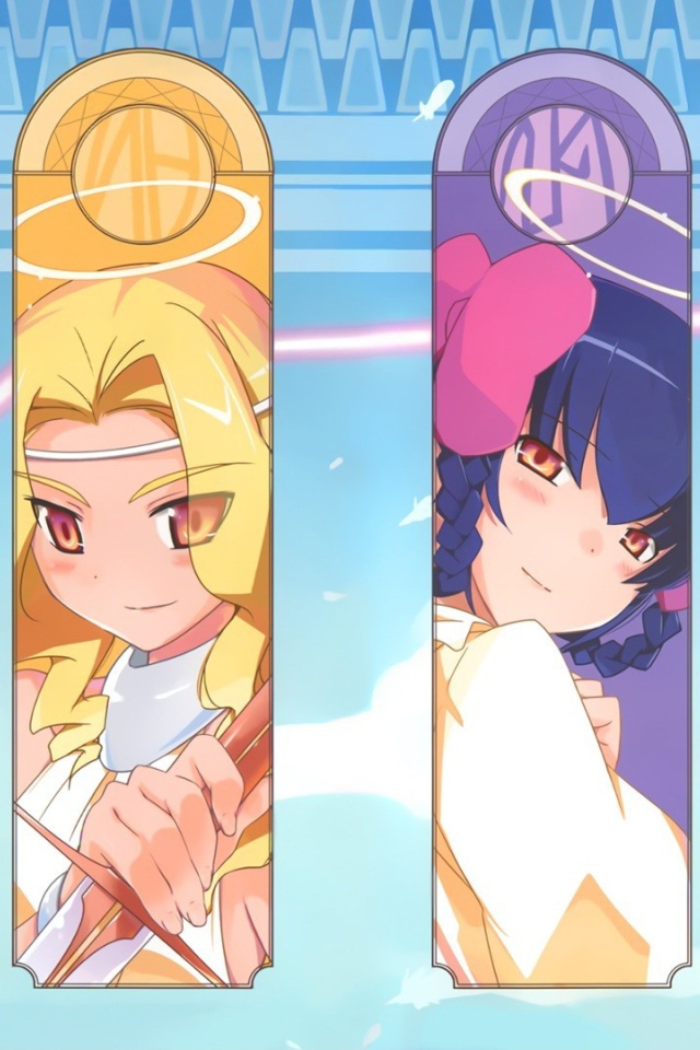 Таблички с лицами героев аниме Одному лишь Богу ведомый мир