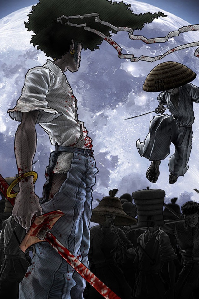 Сражение в аниме Афросамурай