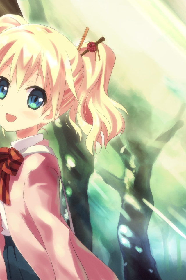 Девочка ведет младшую сестру в школу, аниме