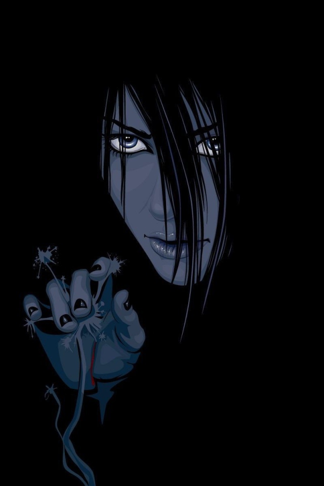 Девушка смотрит из мрака, аниме