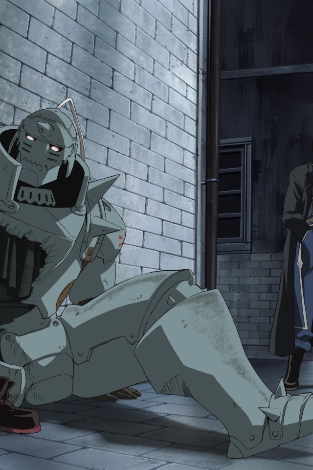 Девочка сидит рядом с роботом в аниме