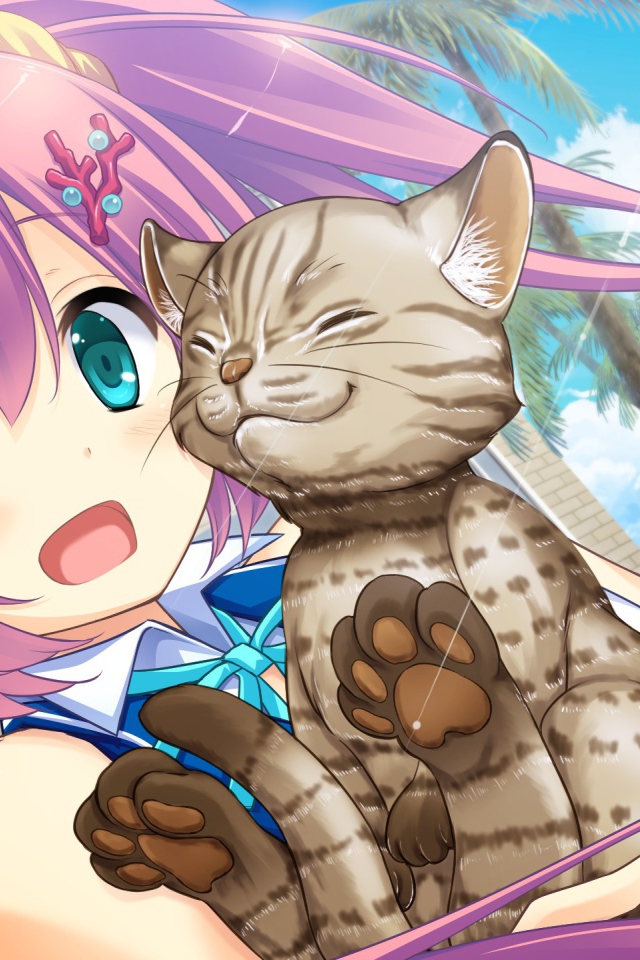 Девушка Шикуми Шанго с котом, аниме