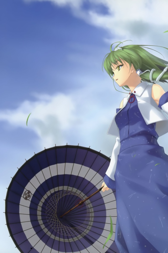 Девушка с зонтом, аниме Kochiya Sanae