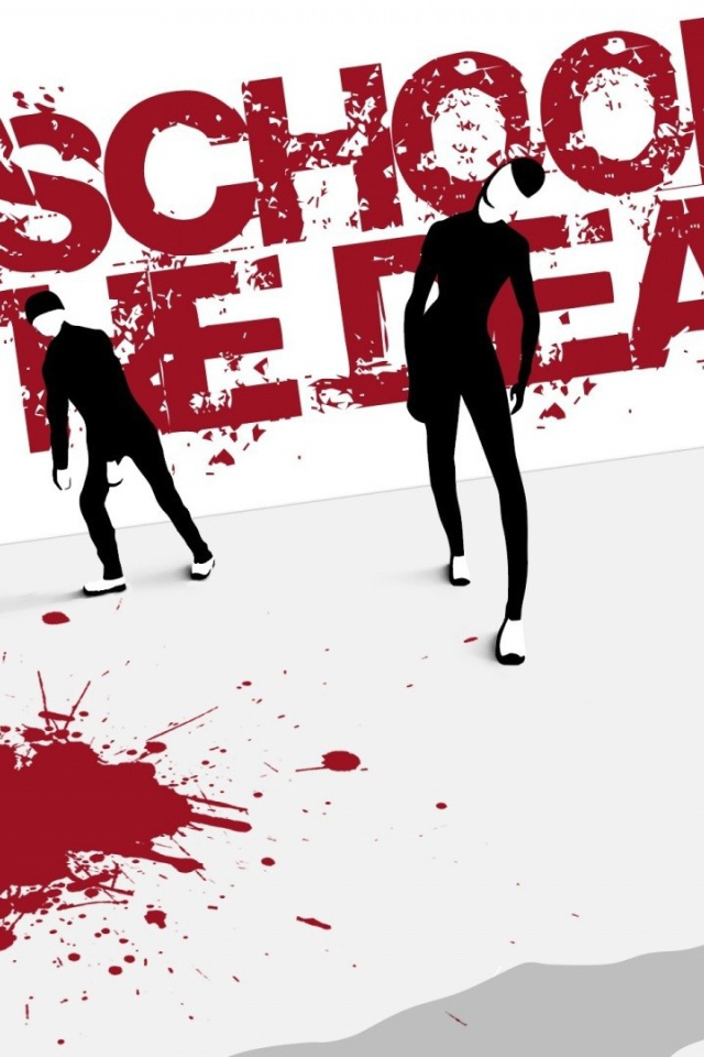 Лужа крови на постере аниме Школа Мертвецов