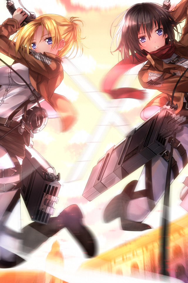 Две девушки из аниме Атака Титанов