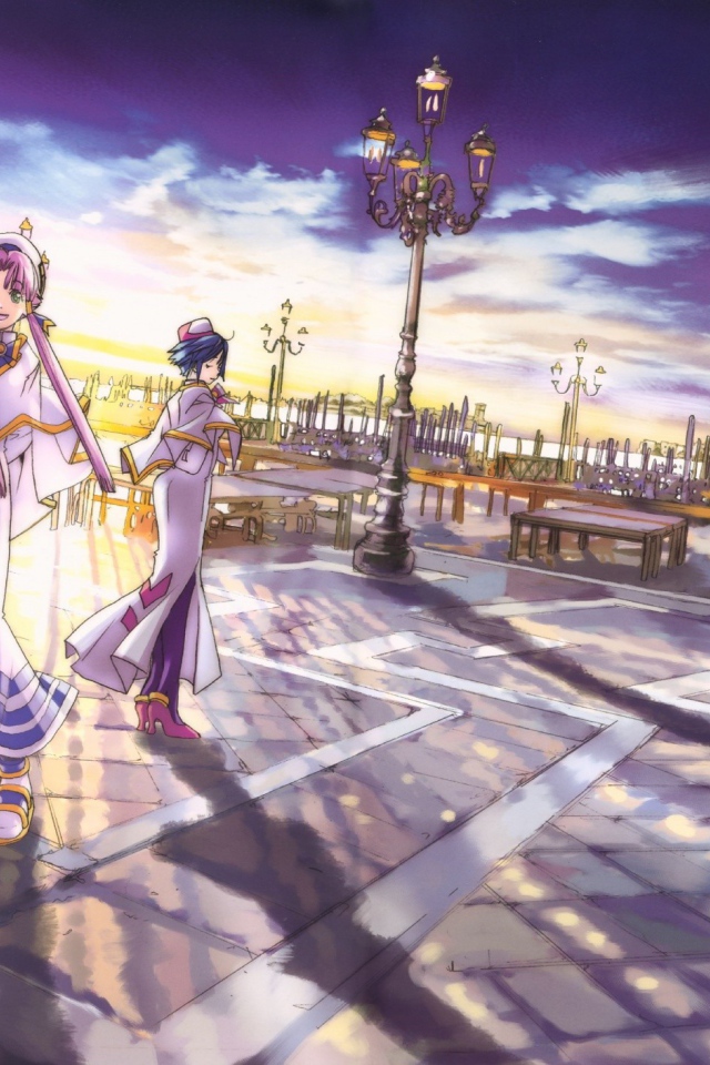 Прогулка на городской площади в аниме Ария
