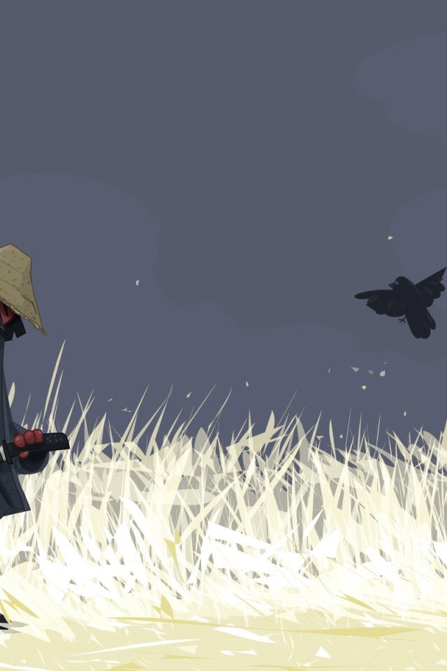 Старый самурай с мечем