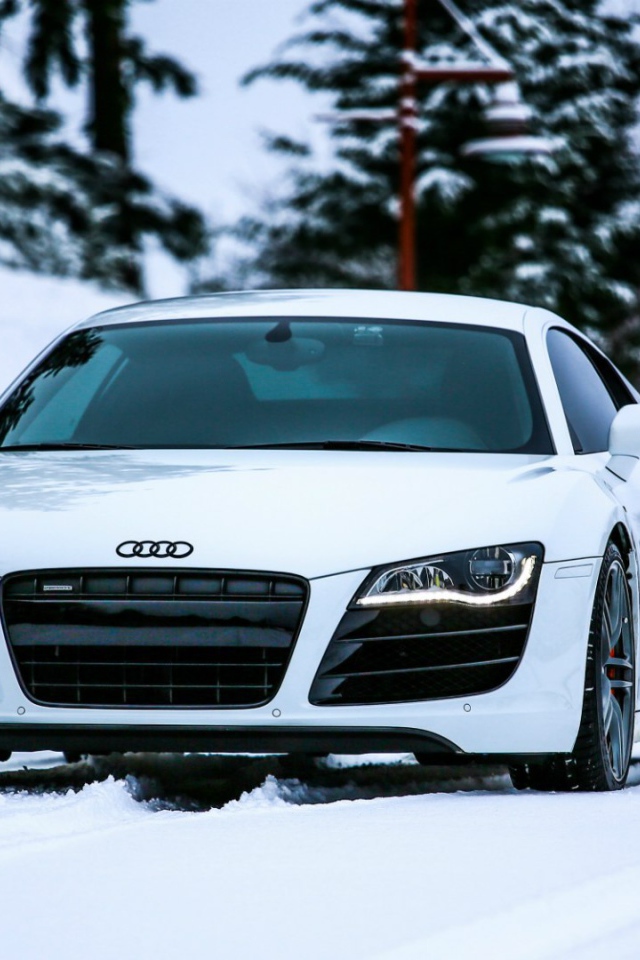Audi R8 едет по снегу