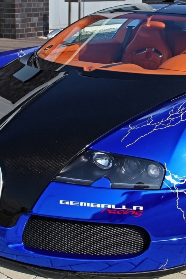 Lightning on blue Bugatti Veyron