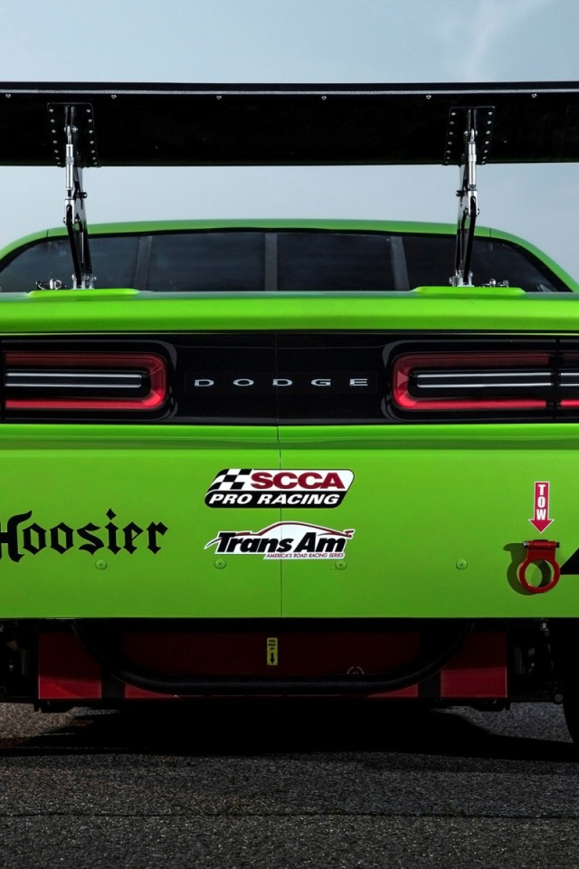 Зеленый Dodge Challenger SRT Trans-Am со спойлером