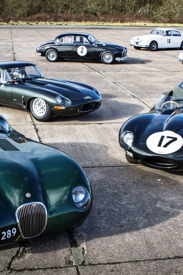 Парад гоночных ретро автомобилей Jaguar E-Type