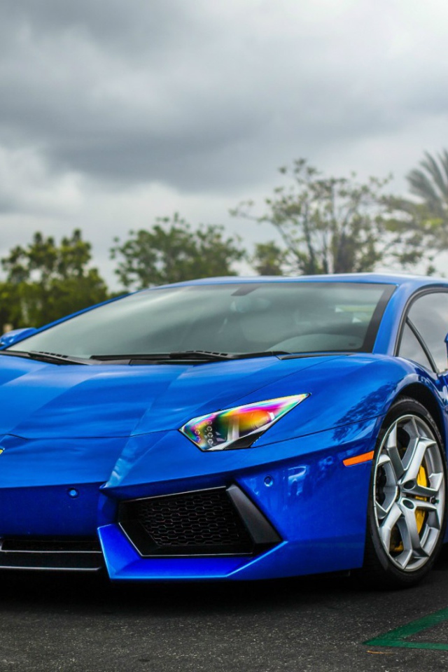 Великолепный голубой Lamborghini Aventador LP 700-4