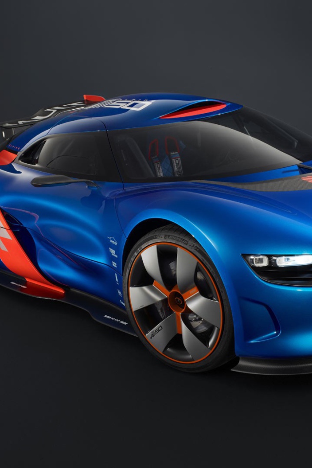 Спортивный Renault Alpine на черном фоне