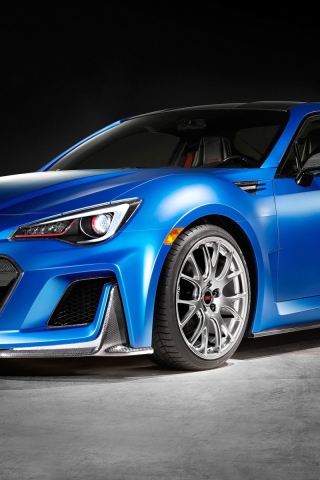 Голубой автомобиль Subaru STI Performance