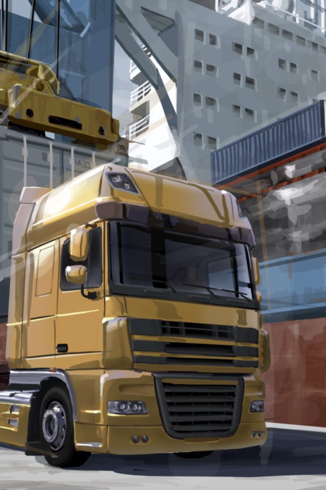 Погрузка контейнера на тягач