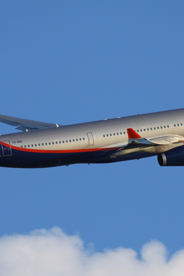 Самолет Аэробус компании Аэрофлот в небе