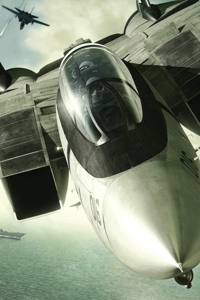 Самолет атакует корабли