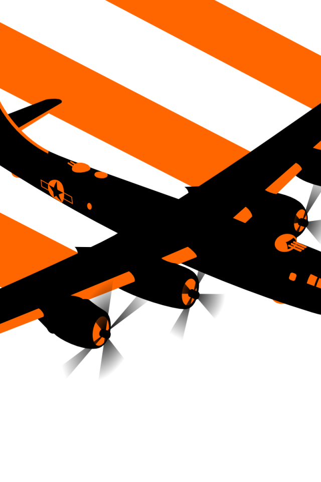 Самолет оставляет за собой оранжевый след