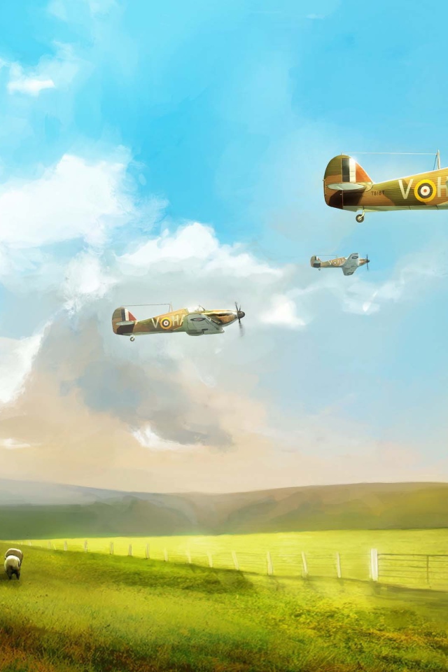 Британские самолеты над полем
