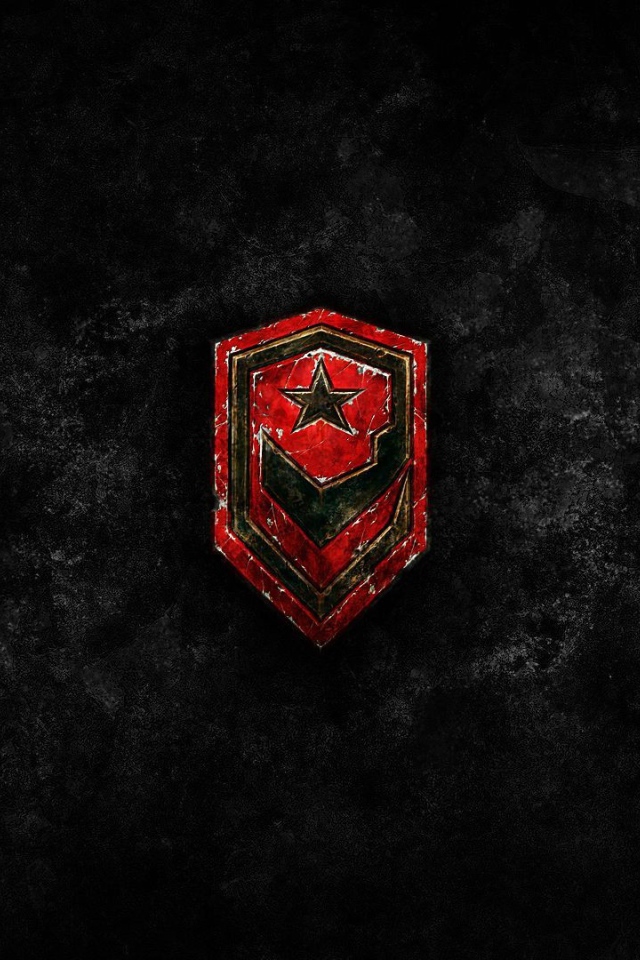 Красный значок из Starcraft II, черный фон
